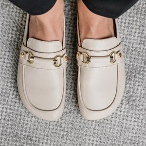Elegant Cream “Barefoot” Loafers with Gold Accents - 9W